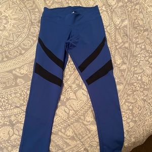 Blue Brazilian workout leggings with mesh detailing